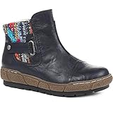 Pavers Knitted Cuff Ankle Boots - Navy Size 5