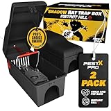 Pest X Pro Shadow Professional Rat Trap Box - 2X, Safe For Kids & Pets, Heavy Duty Rodent Trap Station, Reusable & Easy To Set For Indoors & Outdoors, Rat Traps That Kills Instantly