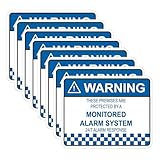 8pcs Waterproof Warning Security Stickers Monitored Alarm System Self Adhesive Warning Security Stickers, Alarm Warning Security Stickers Signs for Shop Home(Blue + White)
