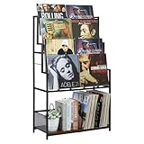 5-Tier Vinyl Record Storage Stand Holder with Record Display Shelf, Large Capacity Vinyl Organizer,250-320 Albums Storage Metal Record Rack for LP, CD, DVD, Magazine, Books