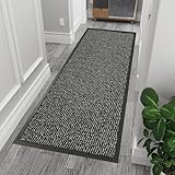 GULLAMBO Hallway Runner Grey Rug - Non Slip Runner Rug for Kitchen, Stair & Doorway - Washable Rubber Backed Carpet Runner - Durable Indoor Floor mats for Home, Kitchen Non Slip