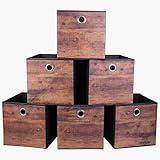 JAKAGO Foldable Storage Boxes Set of 6,Sturdy Storage Cubes 30 x 30 x 30 cm for Cube Storage Unit for Shelves, Clothes Towels Toys Organiser-Wood Grain