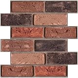 10PCS 3D Foam Brick Wallpaper,Peel and Stick Stone Wall Panel,Self Adhesive Wallpaper PVC for Living Room Bedroom Kitchen Wall Decoration 30x30cm (Red Brown)