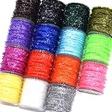10/15 Spools Multiple Colors Tinsel Chenille Crystal Flash Line for Nymph Body Fly Tying materials (15 spools-10m each)