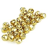 YIGO 50pcs 25mm(1 inch) Iron Loose Beads Small Jingle Bells Christmas Decoration Pendants DIY Crafts Handmade Accessories (25MM(1 inch), Gold)