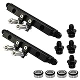 LAUEY Top Feed Oil Fuel Injector Rail W/Fitting Kit Fit For Subaru Fit For Impreza WRX STI EJ20 EJ25 Engines Only Turbo(Black)