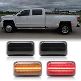 Mynoway LED Side Marker Light Replacement for Silverado 3500HD 2015-2023, Sierra 3500HD 2015-2023 Dually Pickup Truck, Smoked Lens Front Rear Side Fender Position Lamp Replacement Kit