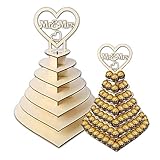 7 Tier Wooden Chocolate Display Stand Tower, Personalised"Mr & Mrs" Heart Shape Dessert Candy 3D Holder, Wedding Display Stand Rack, Wedding Decoration Supplier Party Centrepiece