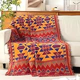 RAIN QUEEN Kilim Rug Indian Rag Rug,Bohemian Throw Blanket for Sofa Chair Cover Tablecloth, Large Traditional Boho Throw Blankets for Hallways,Living Rooom, Bedroom