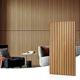 Art3d 4 Pack Acoustic Wood Slat Wall Panels for Interior Decor, 3D Fluted Sound Absorbing Wood Paneling for Accent Wall Ceiling Kitchen Living Room Bedroom Office - Teak Covering 2.88㎡