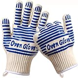 Oven Glove EN407 Certified 932 °F Oven Gloves Kitchen Microwave Heat Resistant Five Finger Non-Slip Silicone Oven Gloves for Handling Hot Surfaces Cooking Baking and Fireplace Grilling