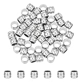 UNICRAFTALE 50Pcs Paracord Grooved Column Beads Stainless Steel Spacer Bead Large Hole European Bead Fluted Beads for Knives Pendant Flashlight Knuckles Bracelet Parachute