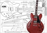 Plan of ES-355 Hollow Body Electric Guitar - Full Scale Print