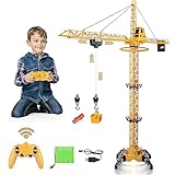 deAO Remote Control Crane Toy for Kids, 2.4G RC Construction Vehicle with Sound and Lights, Electric Crane Tower Toy with 680° Rotation & Adjustable Height for Boys Girls Ages 3+