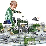 deAO Military Base Set, Army Toys for 3 4 5 Year Old Boys Girls Kids, Army Men Playset with Military Vehicle, Weapon Gear Accessories, Vehicles Accessories and Play Map