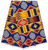Multicolour Beautiful Kente Cloth, African Wax Ankara Print for Party Dress, Patchwork DIY, Polycotton Fabric for Craft Projects Material, 45" Inch Wide, (5.4m Long x 1.2m Wide) 6 Yards