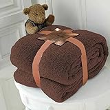 Northern Luxe Super Luxury Teddy Bear Fleece Throw Large Soft Cuddly Warm Sofa Bed Blanket (Chocolate-Brown, Double)