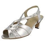 Equity Ladies Smart Peep Toe Slingback Sandals Sarah - Silver Metallic - UK Size 6E - EU Size 39 - US Size 8W