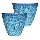 SG Traders Plastic Plant Pots Flower Pot with Drainage Holes, Garden Planters for Outdoor, Plant Containers for Home, Stylish Glossy Design Garden Flowers Pot, Set of 2, 30cm Outdoor Flower Pots