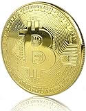 Rexul(TM) 1 x Gold Plated Bitcoin Coin Collectible BTC Coin Art Collection Gift Physical