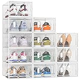 SIMPDIY Shoe Storage Shoe Boxes,12 pcs Clear Shoe Organizer Plastic Stackable Containers with Lids for Women/Men