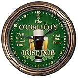 KRAFTYGIFTS Personalised Irish Bar Clock Round Hanging Glass Wall Man Cave Clock Mens Birthday Outdoor Bar Gift KRC45 (Bronze)