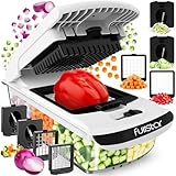 Vegetable Chopper Vegetable Cutter - Veggie Onion Salad Food Chopper Manual - Potato Chipper - Veg Chopper and Dicer - Kitchen Tools & Gadgets (4-in-1 White)