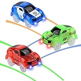 Tracks Cars Light Up Toy Cars Race Track Accessories Compatible with Magic Tracks and Neo Tracks Best Gifts for Boys and Girls ( 3 Pack )