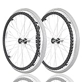 ESOYAWE 24 Inch Wheelchair Caster Wheels - 1 Pair, Non-Slip Puncture Proof Polyurethane Solid Tire, Aluminum Alloy Spoke Hub Wheelchair Replacement Wheels (Grey, 24 Inch)