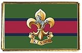 Kings Regiment British Military Gold Colour Rectangle Badge With A Velveteen Bag