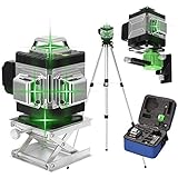 Mulcort 4x360° Laser Level, 16-Line Self-Leveling Green Beam Horizontal and Vertical Cross Line Laser with 3000mAh Rechargeable Battery, Tripod, Wall Mount, Lifting Platform, Remote Control, etc.