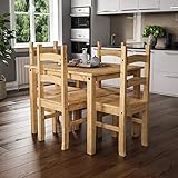 Vida Designs Corona Dining Set 4 Seater, Solid Pine Wood, Dining Table With 4 Chairs
