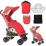 MobiQuip XL Pushchair All Weather Complete Accessories Pack, Warm Footmuff, Sun Hood with Vision Panel, Protective Rain Cover, Storage Basket, to Co-Ordinate with Red MobiQuip XL Stroller