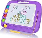 SGILE Large Magnetic Drawing Board - 4 Colors 42×33cm Doodle Pad with 4 Stamps for Toddlers, Learning Toy Gift Magnet Doodle Board Etch Sketch Toys for 36+ Month Kids Girls Boys, Purple