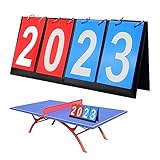 YURINWOO 4 Digit Flip Scoreboard, Blue and Red, Multi Sports Scoreboard for Badminton Volleyball Football Sports