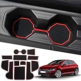Ruiya Non-Slip Rubber Mats for VW Polo MK6 GTI 2018-2023 - Door Slot, Armrest Drink Holder, Centre Console Interior Mats
