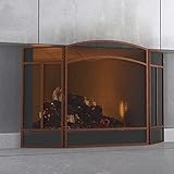 Fire Beauty Fireplace Screen 3 Panel Wrought Iron 48"(L) x 29"(H) Spark Guard Cover(Antique Bronze)