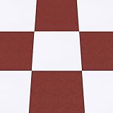 Self Adhesive Floor Tile Vinyl Flooring Peel and Stick Floor Tiles Vinyl Flooring Planks for Kitchen Living Room and Bathroom Planks Waterproof Red and White 30X30cm 10pcs