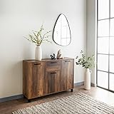 London Tromso Large Sideboard Cabinet for Living Room | Roseland Furniture Solid Wood Contemporary 1 Drawer 3 Door Sideboard Storage for Dining Room, Fully Assembled