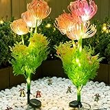 Joysing Solar Flower Lights Outdoor Garden, 2 Pack Garden Lights Waterproof Solar Light Flower Ornaments for Yard Pathway Patio Wedding Decorations