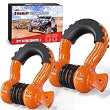 Nilight 2 Pack 3/4" D-Ring Shackle 4.75 Ton (9500 Lbs) Capacity with 7/8" Pin Heavy Duty Off Road Recovery Shackle with Isolators & Washer Kit for Jeep Truck Vehicle, Orange (90051B)