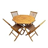 Wooden Teak Garden Furniture Set, 4 x Folding Chairs