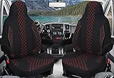 Custom Seat Covers Driver & Passenger Compatible with Motorhome Pössl Weinsberg Knaus Adria Dethleffs Carthago Bürstner Eura Mobile Pilote Laika Kabe Chausson Hobby PL402 (Black/Red Stitching)