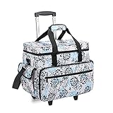 Teamoy Sewing Machine Trolley Bag, Detachable Trolley Case on Wheels with Bottom Wood Pad, Compatible with Singer, Brother and Most Standard Machines and Accessories, Dandelion(BAG ONLY)