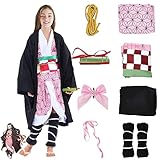 Pianocean Nezuko Costume, Cosplay Kimono Cosplay Outfits, Anime Cosplay Costumes for Nezuko, Halloween Costumes Cosplay Costume for Girls Halloween Carnival Party