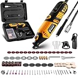 Power Rotary Tool Kit 170W: DEKOPRO 126pc Multi DIY Tool Kit for Wood/Metal - Mini Electric Sander/Drill Set with Flex Shaft for Carving, Cutting, Sanding, Grinding, Polishing, Engraving (Yellow)