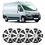 UKB4C 4 x 15 Silver Black Van Trim/Hub Caps Deep Dish Alloy Look fits Citroen Relay