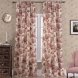 XTMYI 108 Inch Curtains 2 Panel Set for High Ceiling,Extra Long Large Semi Sheer French Countryside Antique Western Curtains for Living Room Bedroom,Copper Burgundy Red