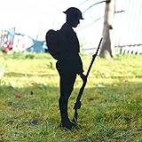 Lest We Forget Soldier Silhouette Military Statue,Soldier Silhouette,Iron Soldier Ornament,Metal Art Figurine Veteran Tribute Garden Memorial Ornament,Remembrance Day Sculpture Army Soldier Decor