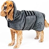 Elite Paws® UK: Luxury Dog Drying Coat, Thicker & Softer Than Most Bath Robes, Dries Pets in About 20-30 Mins, Super Absorbent Microfibre, Limits Mess, Covers Ears, All-Season Dressing Gown Towel, M